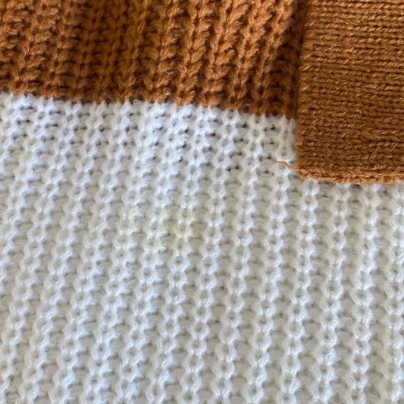 Striped Brown and White Womens Sweater - Picture 3 of 4